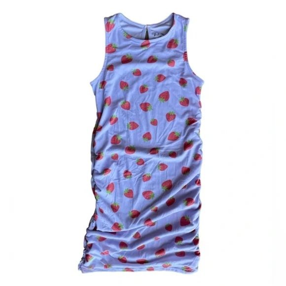 NWT Strawberry Dress Women's S/M or Girl's XXL, Mesh Fruit Purple Stretch Dress - Picture 3 of 12